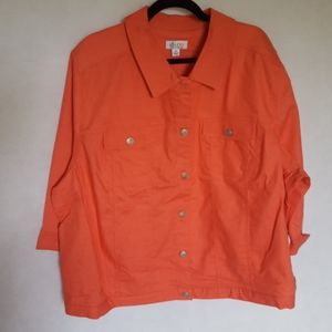 D&C Coral Colored Denim Stretch Jacket Sz 3X